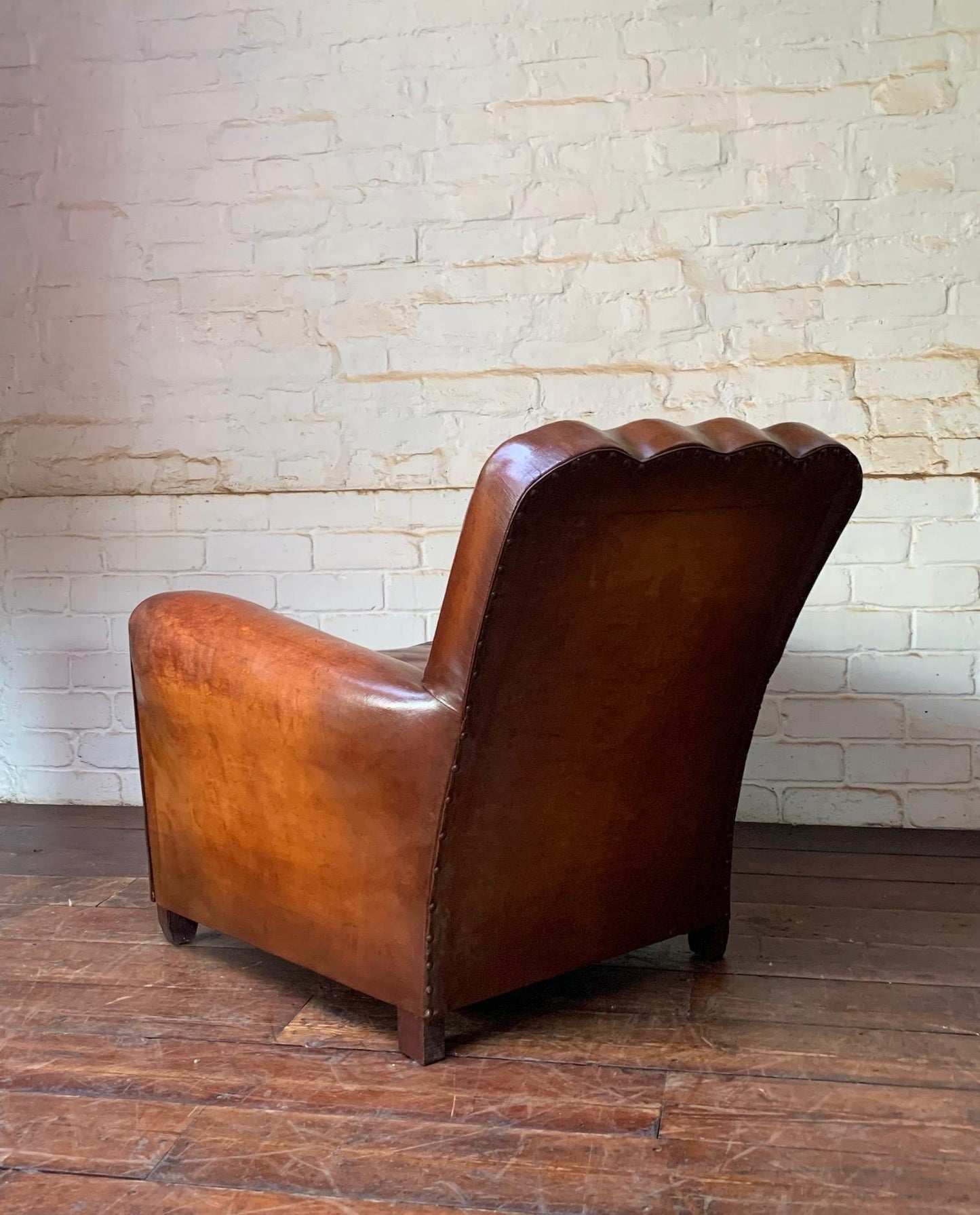 A Beautiful & Rare French Leather Club Chair, Circa 1950s