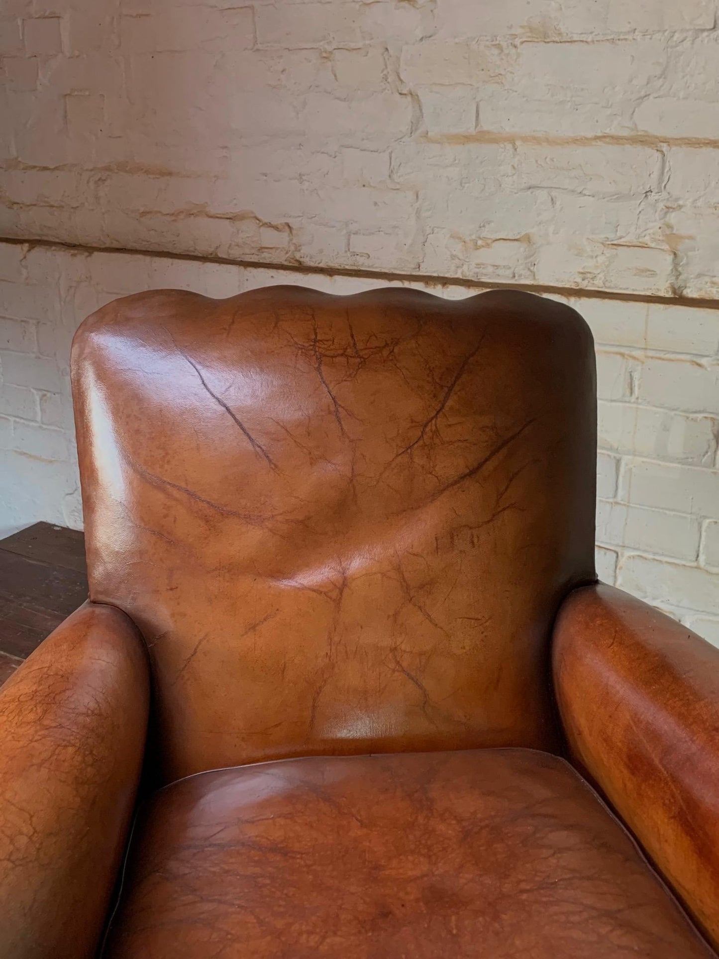 A Beautiful & Rare French Leather Club Chair, Circa 1950s