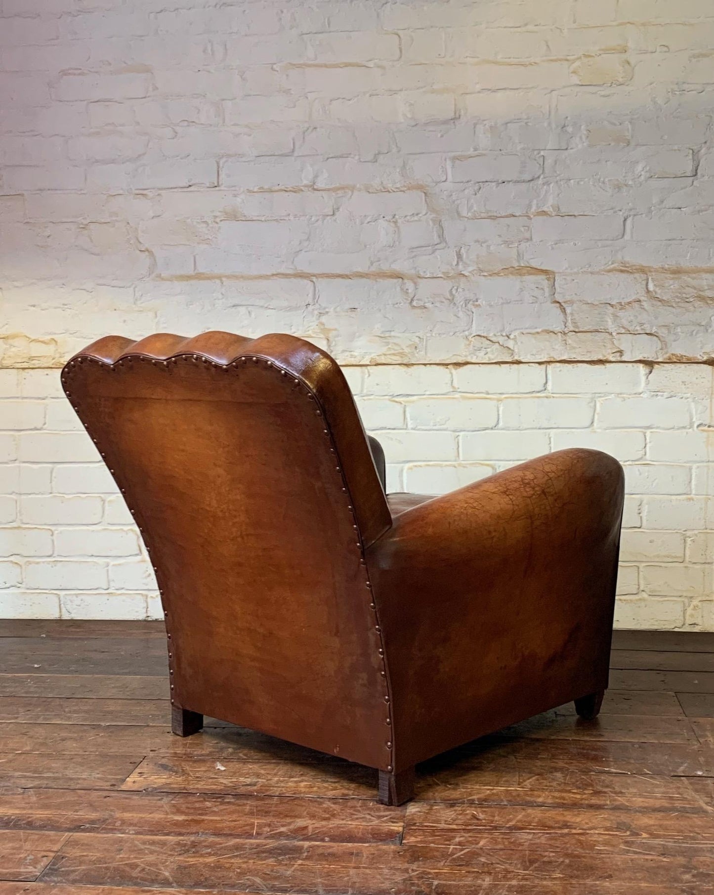 A Beautiful & Rare French Leather Club Chair, Circa 1950s