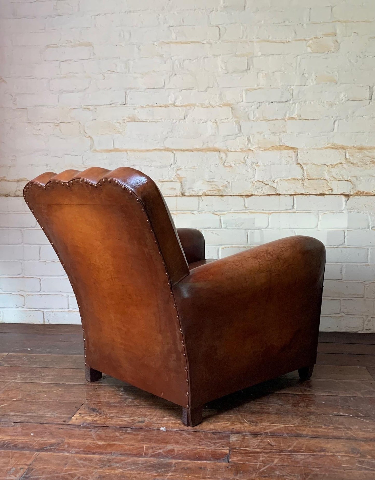 A Beautiful & Rare French Leather Club Chair, Circa 1950s